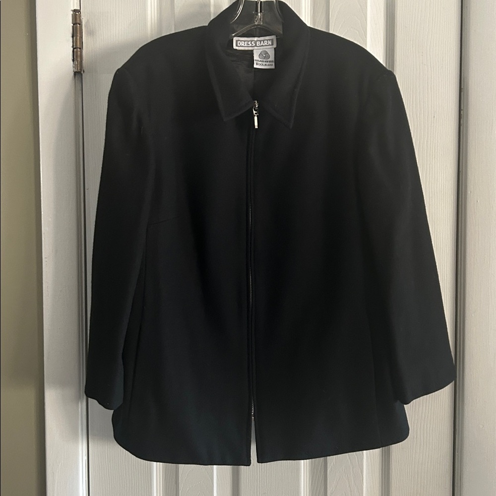 DRESS BARN  100% WOOL ZIP UP JACKET BLAZER SIZE M
